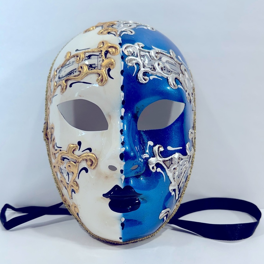 Venetian Mask - Volto Day Night Blue & Gold Genuine 930 VG